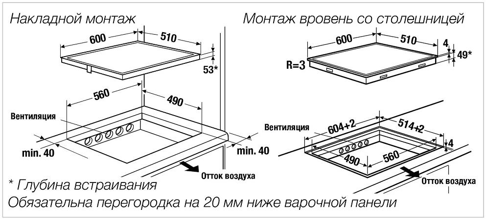 Схема встраивания с размерами Схема встраивания с размерами