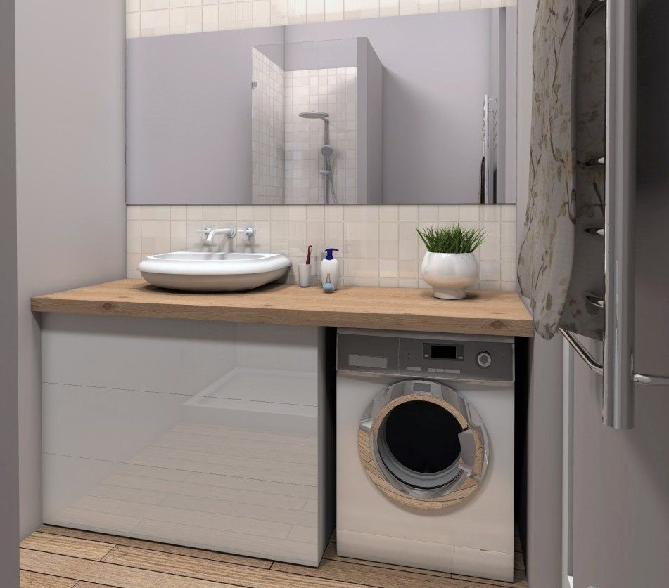 Встраиваемая стиральная машина в ванной Встраиваемая стиральная машина в ванной