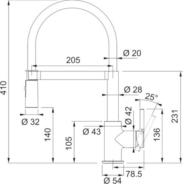 Смеситель Franke Lina Semi-pro с выдвижным шлангом черный матовый (preview 6)