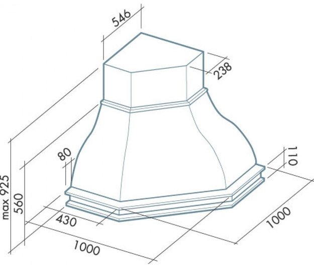 Вытяжка Falmec Iris Malizia ANG (600) S орех (preview 3)