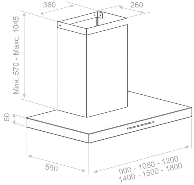 Вытяжка Pando P-861/90 IX V.1050 ECO SEC PLUS (preview 2)