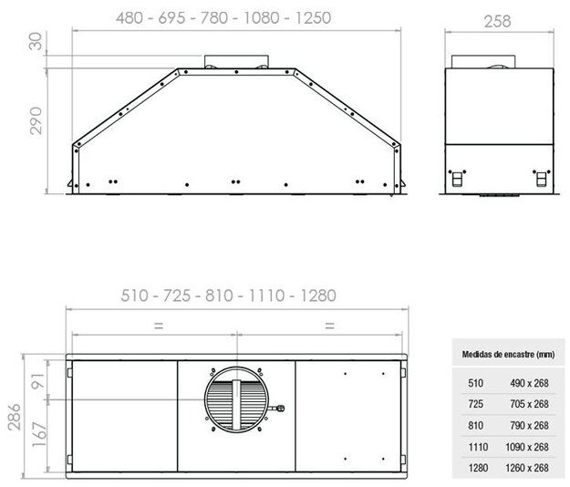 Встраиваемая вытяжка Pando GTI/725 INOX V.1050 ECO SEC PLUS (preview 5)