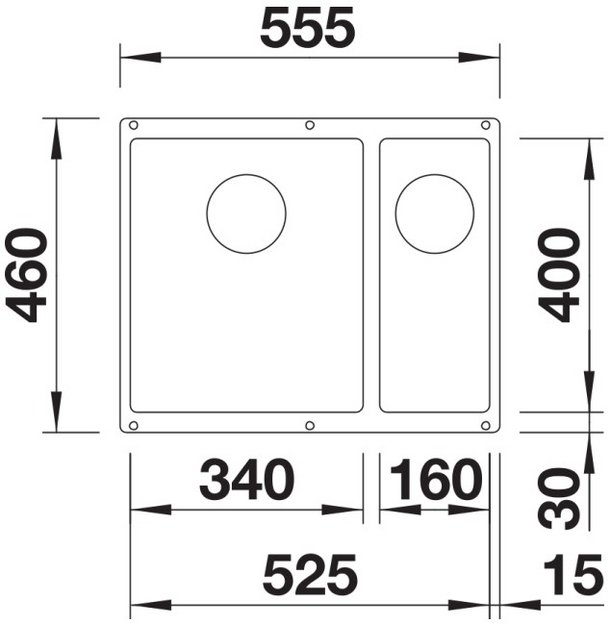 Мойка BLANCO SUBLINE 340/160-U Silgranit алюметаллик, чаша слева (фото 2) Мойка BLANCO SUBLINE 340/160-U Silgranit алюметаллик, чаша слева (preview 2)