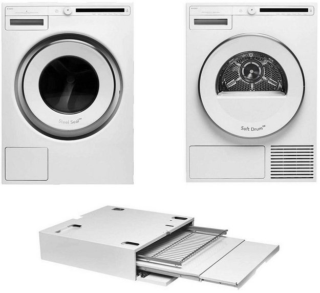 Asko Classic 5 (стиральная машина W2084.W/3 + сушильная машина T208C.W + выдвижная полка с корзиной HDB1153W) (preview 1)