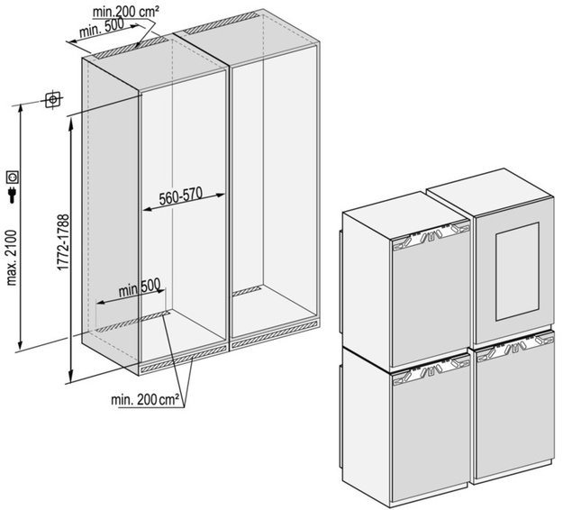 Встраиваемый холодильник Side-by-Side Liebherr SBSWdf 99I5 BioFresh NoFrost (фото 9) Встраиваемый холодильник Side-by-Side Liebherr SBSWdf 99I5 BioFresh NoFrost (preview 9)