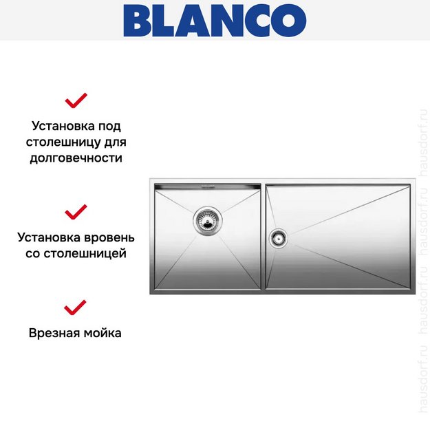 Мойка Blanco Zerox 400/550-T-IF/N чаша слева нержавеющая сталь (preview 5)