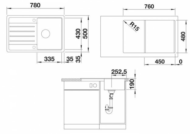 Мойка Blanco LEGRA 45 S SILGRANIT черный (preview 2)