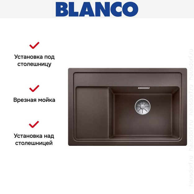 Мойка Blanco ZENAR XL 6 S Compact чаша справа, доска стекло клапан-автомат InFino® кофе (preview 3)