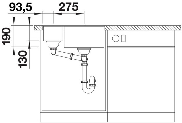 Мойка BLANCO SUBLINE 340/160-U Silgranit кофе, чаша справа (preview 6)