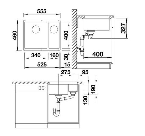 Мойка Blanco ROTAN 340/160-U Silgranit черный (preview 3)