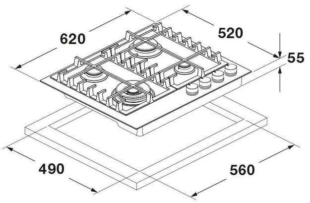 Газовая варочная панель Fulgor Milano FCLH 604 G T WK BK (preview 9)