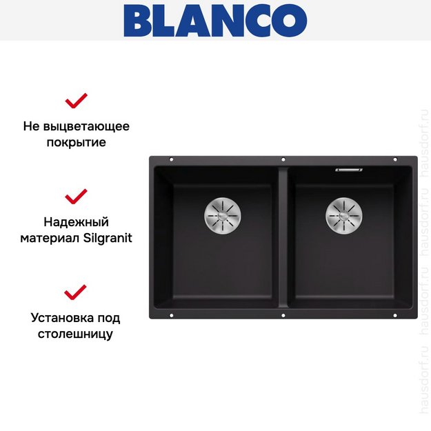 Мойка BLANCO SUBLINE 350/350-U Silgranit черный (preview 7)