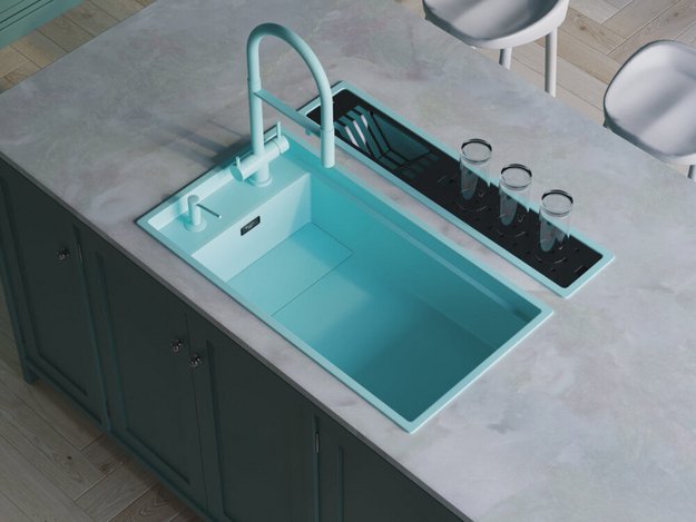 Мойка Omoikiri Kinaru Pro 86-U/I AZ azur blue матовый (preview 5)