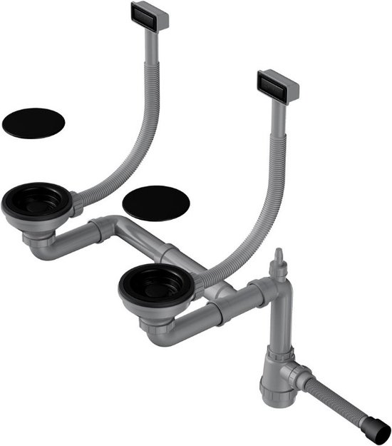 Арматура для двухчашевых моек с прямоугольными переливами Omoikiri WK-2C GB (preview 1)