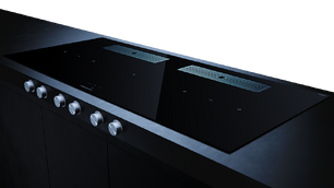 Индукционная варочная поверхность с вытяжкой Kuppersbusch KMI 12850.0 SR-E Stainless steel фото 3 в Челябинске