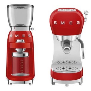 Smeg 50`s Style (кофемашина ECF02RDEU + кофемолка CGF11RDEU) фото в Челябинске