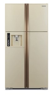 Холодильник Хитачи R-W722FPU1X GGL бежево-золотистое стекло фото в Челябинске Холодильник Hitachi R-W722FPU1X GGL бежево-золотистое стекло фото в Челябинске