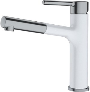 Смеситель Franke Centro с выдвижным шлангом оптика стали/белый