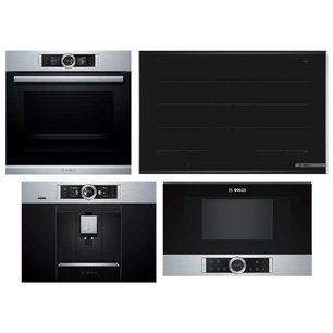 Bosch (варочная панель PXY875DW4E + духовой шкаф HSG636ES1 + микроволновая печь BFR634GS1 + кофемашина CTL636ES6) фото в Челябинске