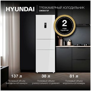 Холодильник Hyundai CM30073F белый фото 3 в Челябинске