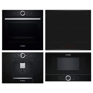 Bosch (варочная панель PVQ695HC1Z + духовой шкаф HBG633BB1 + микроволновая печь BFR634GB1 + кофемашина CTL636EB6) фото в Челябинске Bosch (варочная панель PVQ695HC1Z + духовой шкаф HBG633BB1 + микроволновая печь BFR634GB1 + кофемашина CTL636EB6) фото в Челябинске