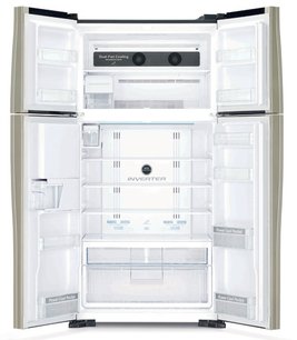 Холодильник Хитачи R-W722FPU1X GGL бежево-золотистое стекло фото 2 в Челябинске Холодильник Hitachi R-W722FPU1X GGL бежево-золотистое стекло фото 2 в Челябинске