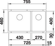 Мойка Blanco SUBLINE 430/270-U с отводной арматурой InFino® черный фото 4 в Челябинске