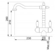 Смеситель Franke Old England золото (с двумя ручками) фото 3 в Челябинске
