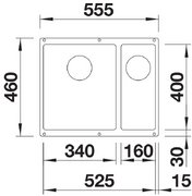 Мойка BLANCO SUBLINE 340/160-U Silgranit серый беж, чаша справа фото 3 в Челябинске
