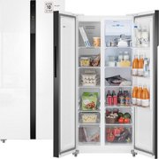 Отдельностоящий холодильник с инвертором Weissgauff WSBS 500 Inverter NoFrost White Glass фото в Челябинске