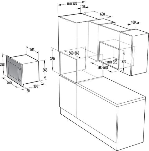 Схема встраивания для микроволновки Gorenje